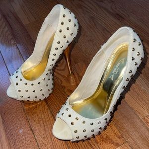 Tan gold studded heels